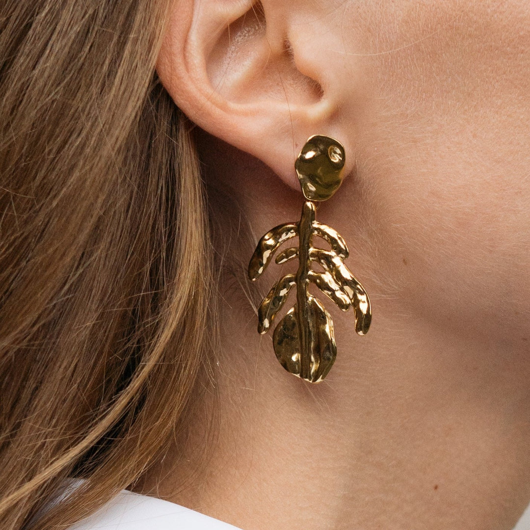 Large leaf earrings