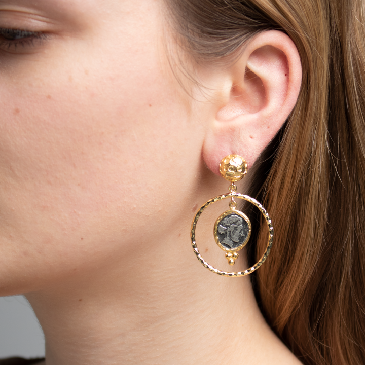 Trojan coin earrings