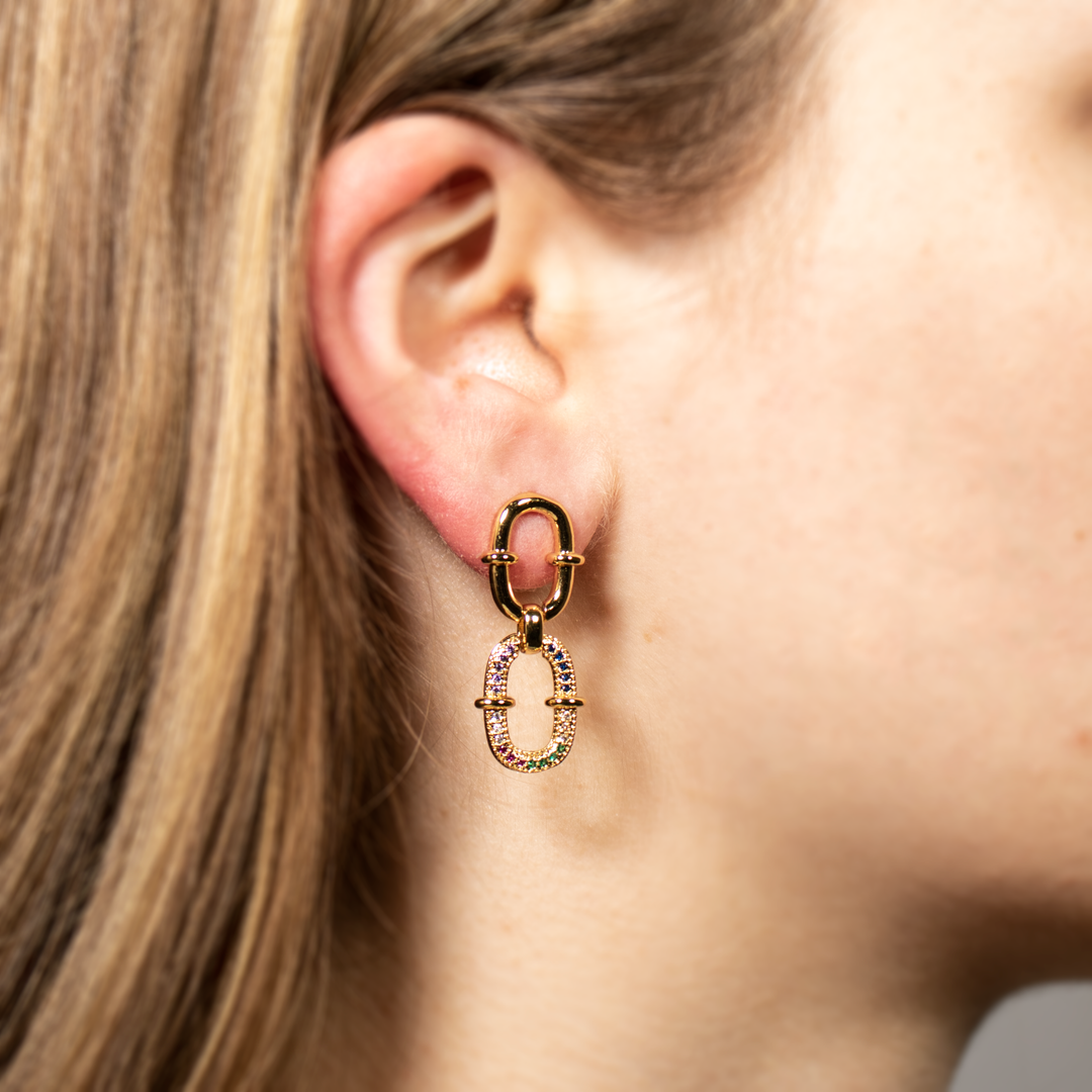 Oval multicolor crystal earrings