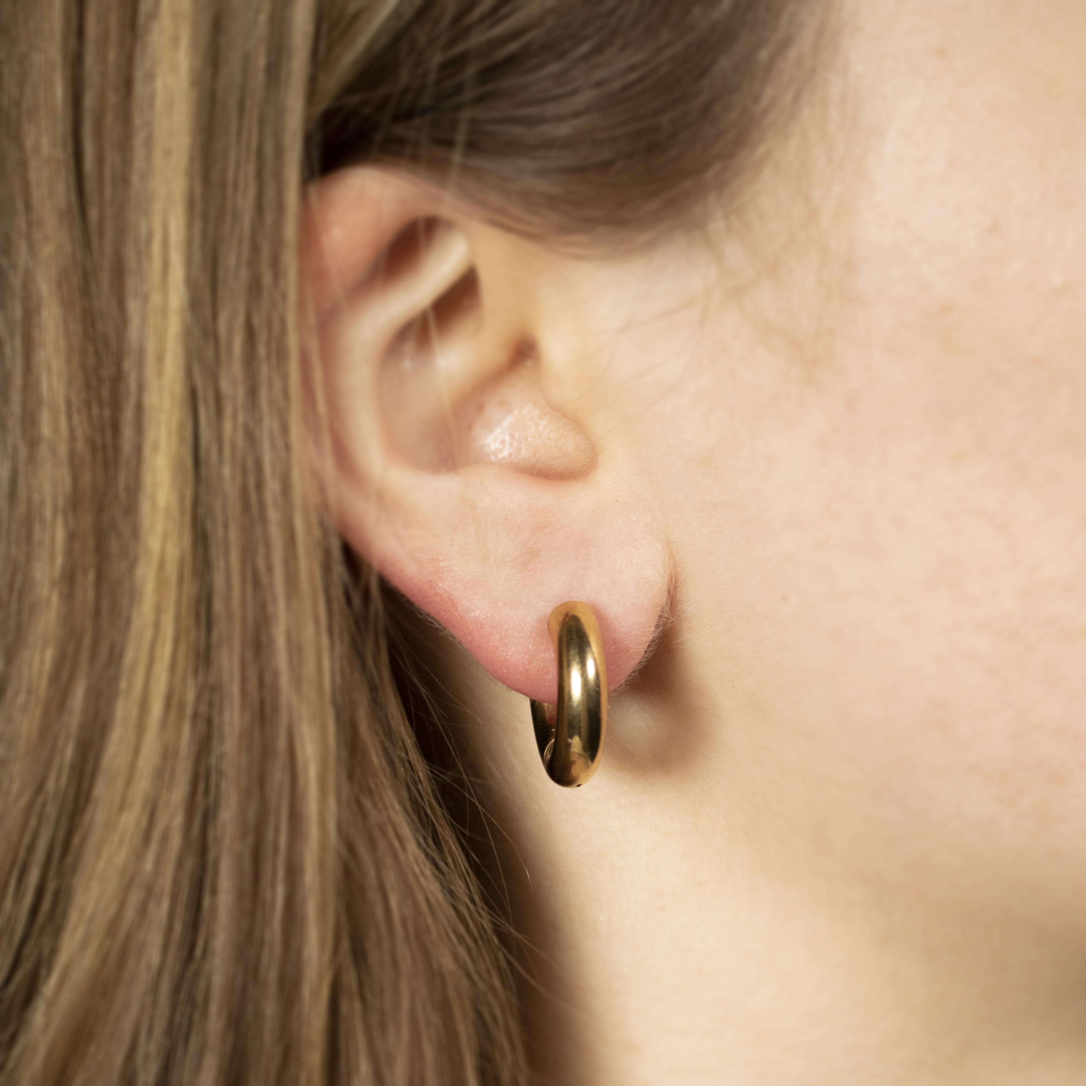 Hoop earrings with black link clasp