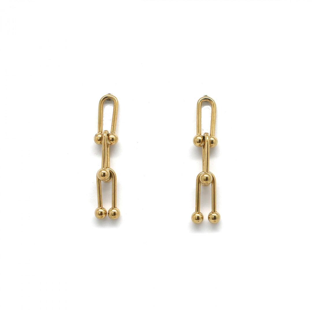 Earrings with 3 golden ball links