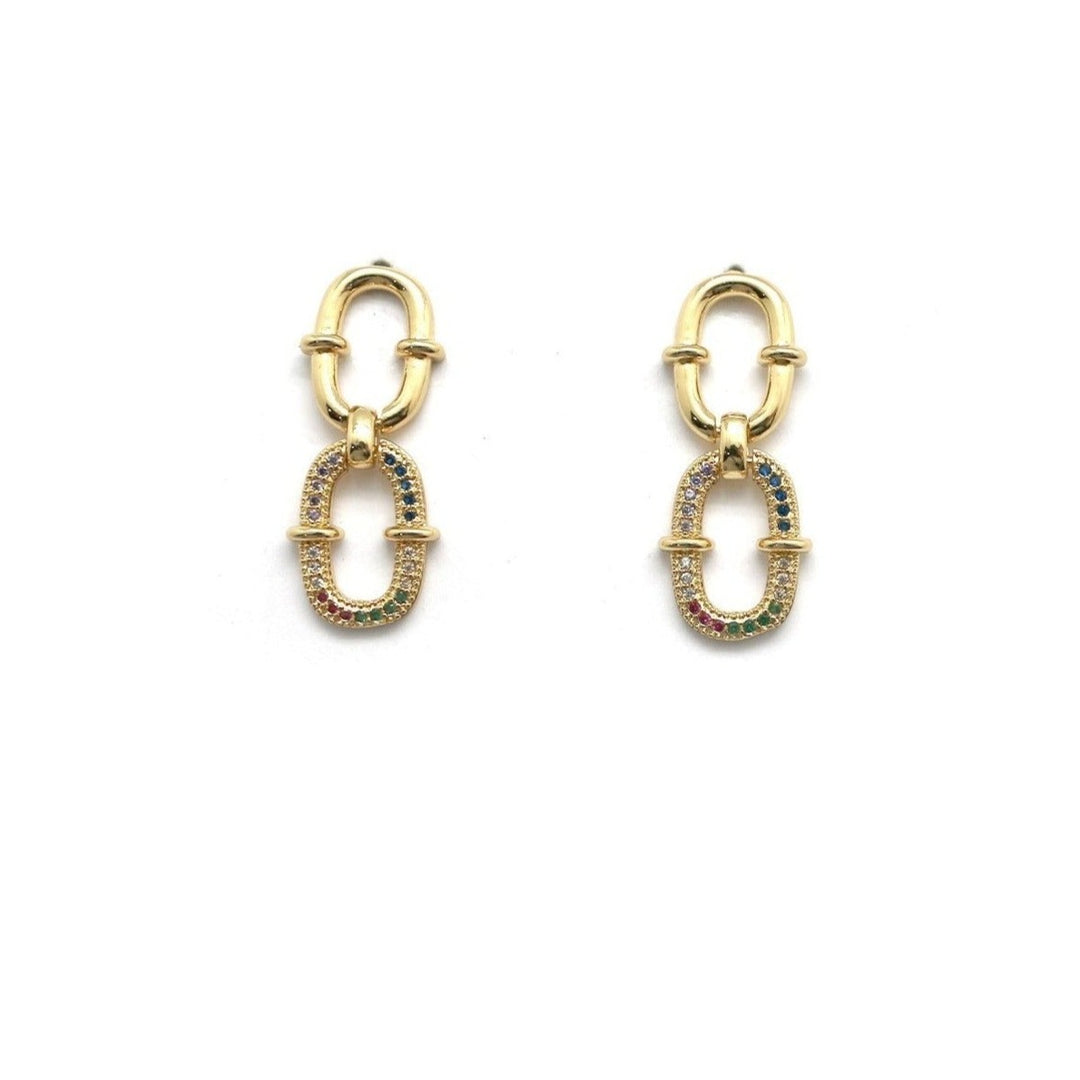 Oval multicolor crystal earrings
