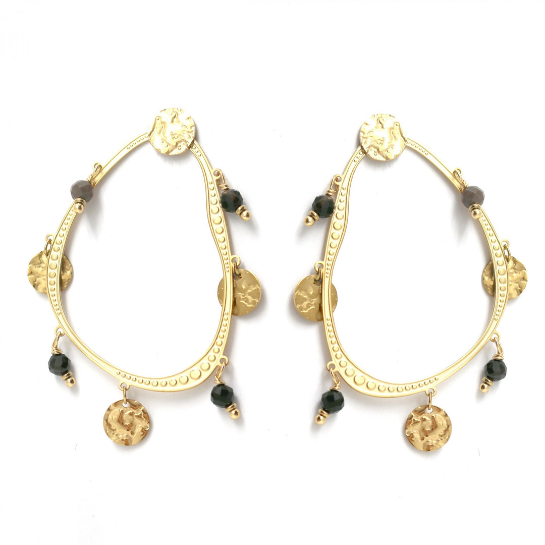 Ovoid earrings with onyx pendants