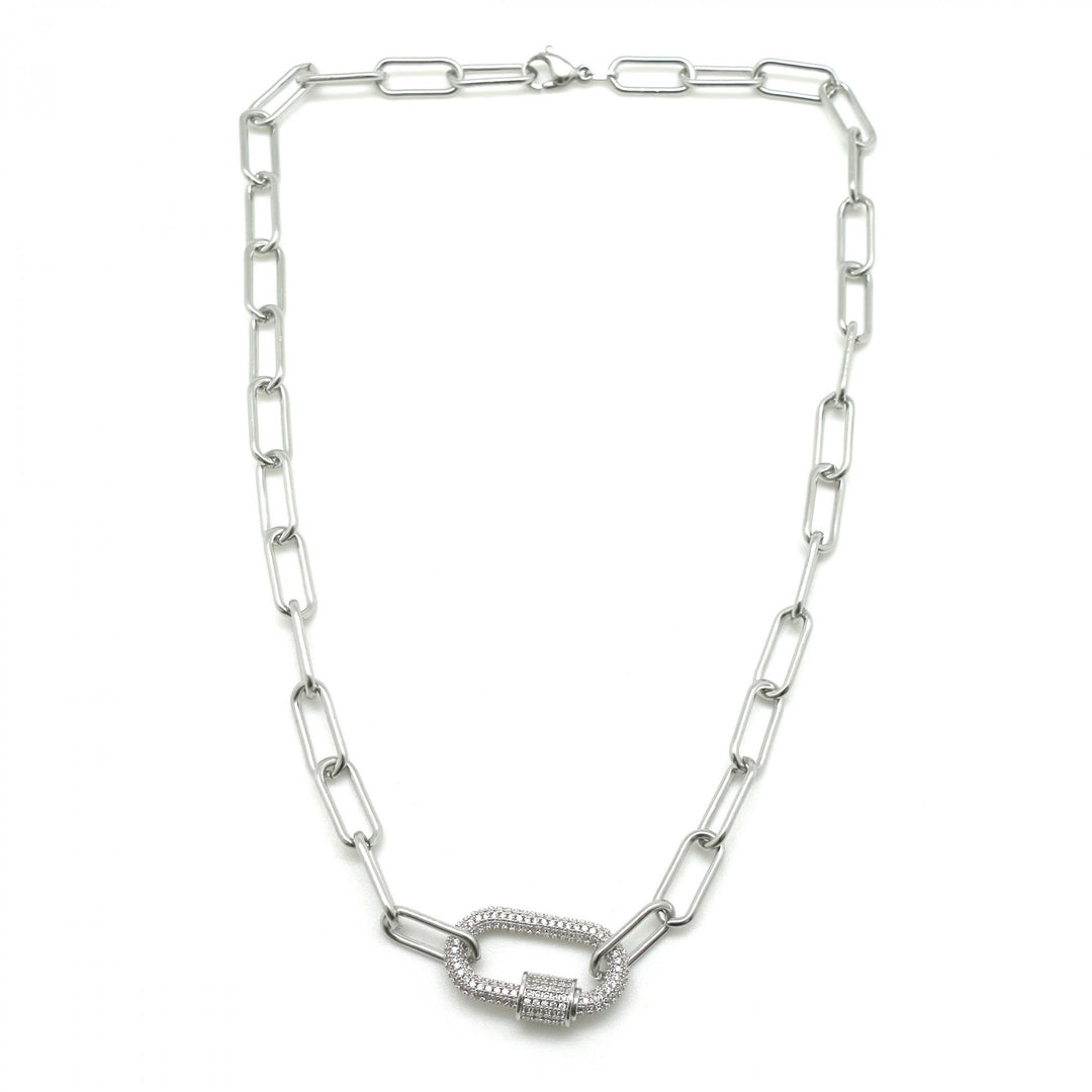 Silver rhinestone clasp necklace