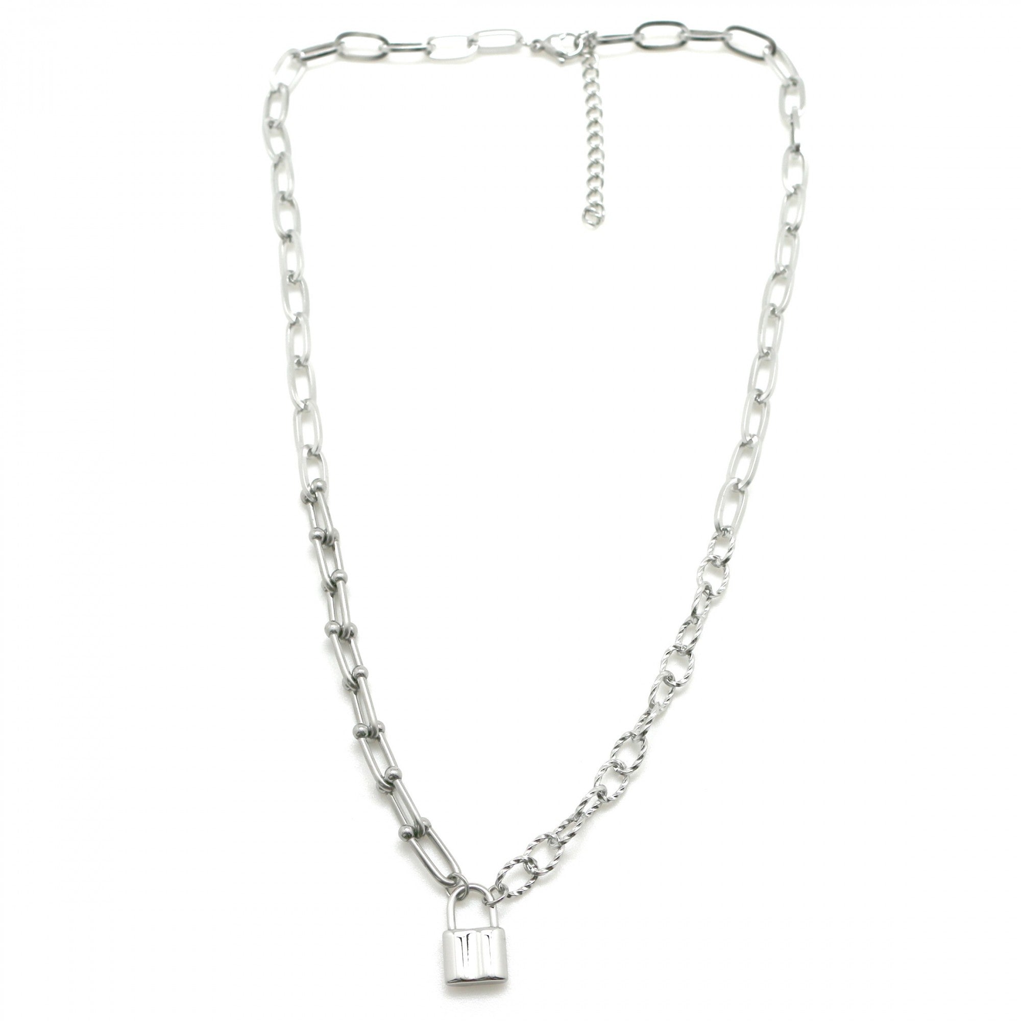 Silver padlock chain necklace