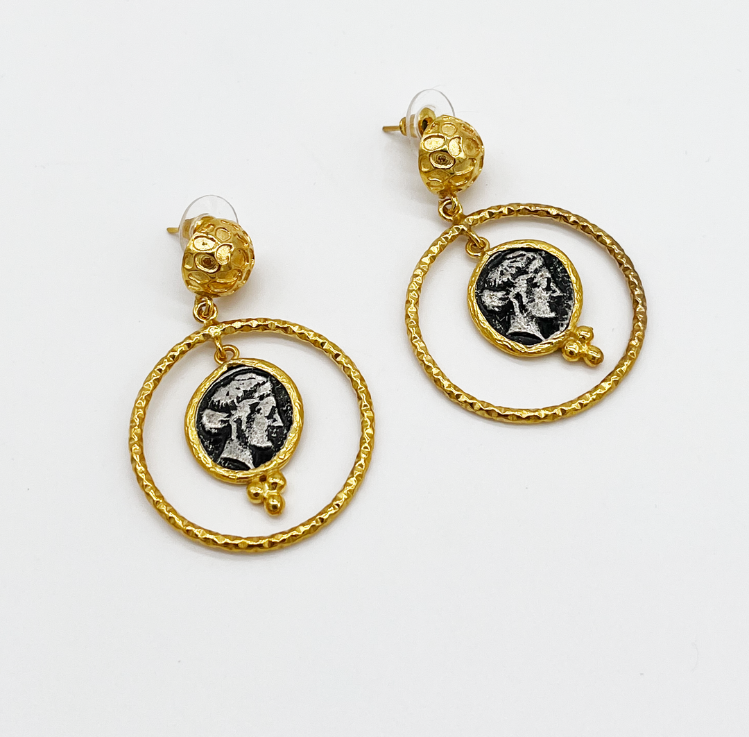 Trojan coin earrings