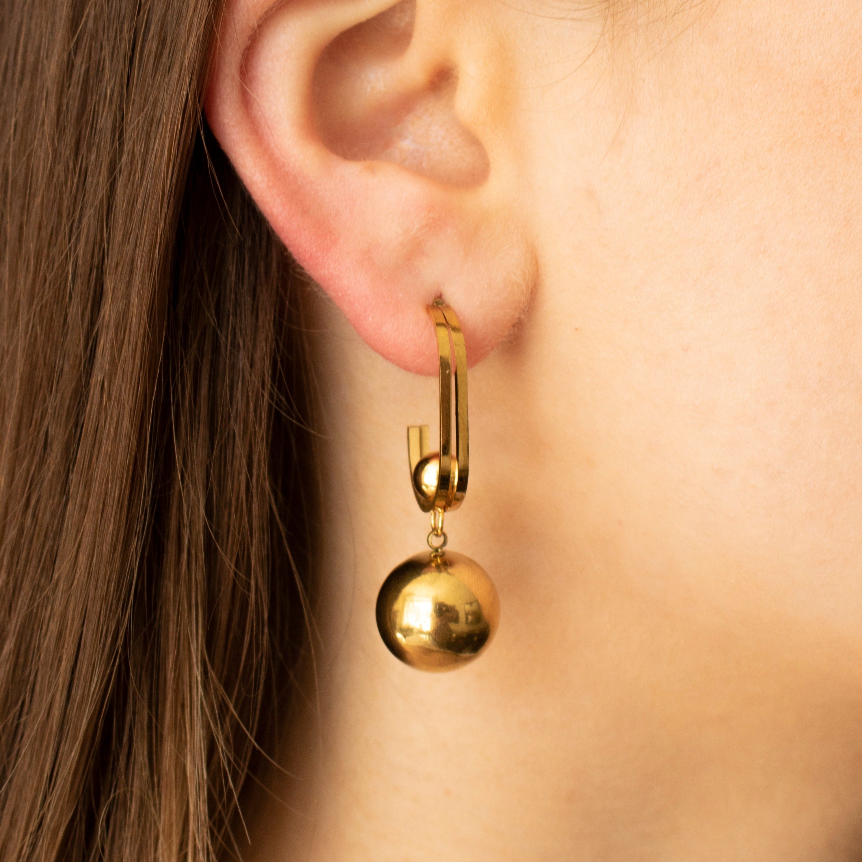 Ball hoop earrings