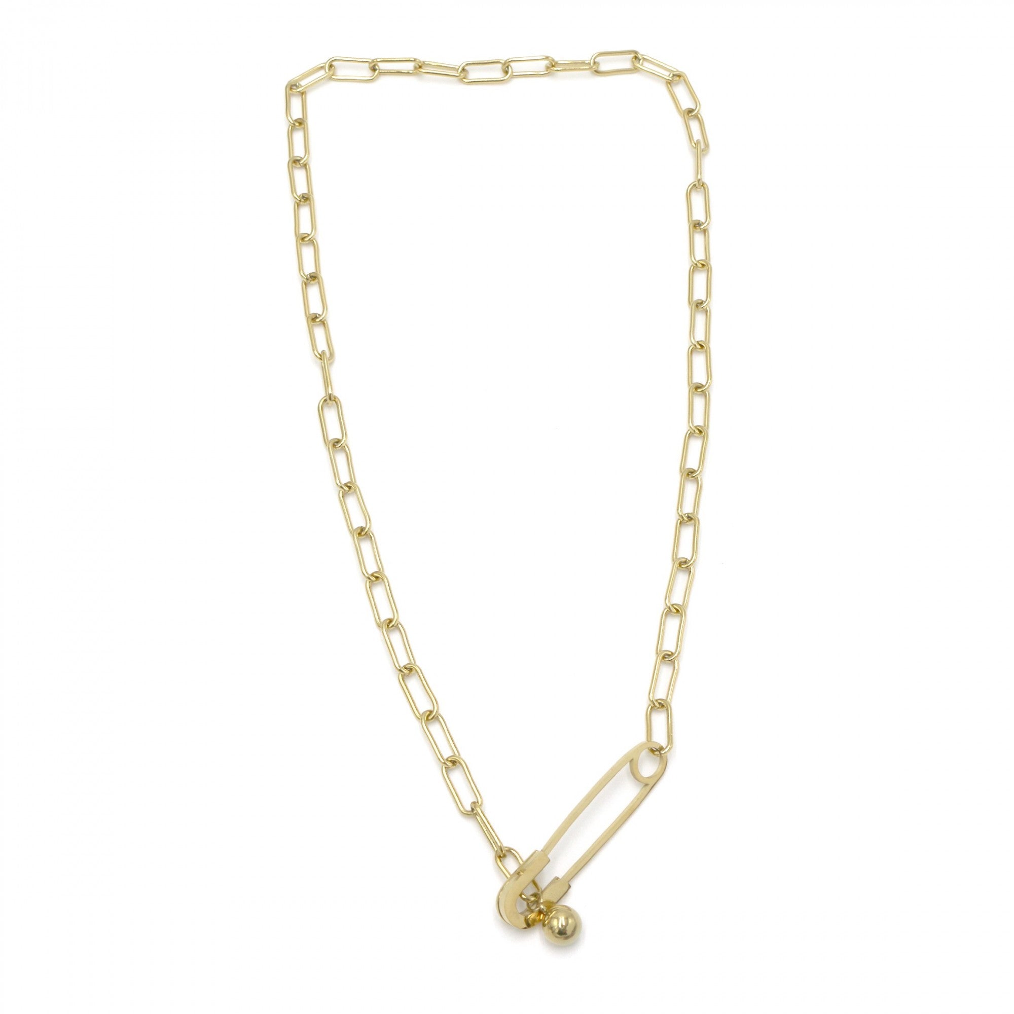 Golden hairpin link long necklace